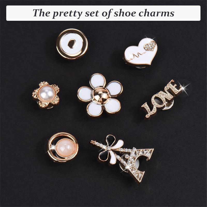 Bling Shoe Charms for Women and Girls, Golden  Chain Charms for Clogs, Cute Shoe Decorations for Sandals, Shoe Decoration for Birthday Gifts