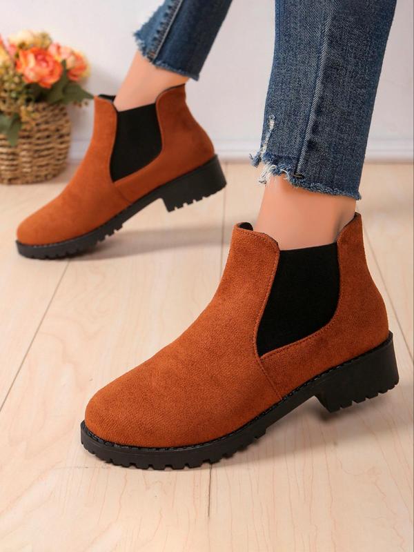 Women's Fashionable Solid Color Ankle Boots, Casual Comfortable Round Toe Boots for Daily Wear, Female All-match Trendy Shoes for Fall & Winter