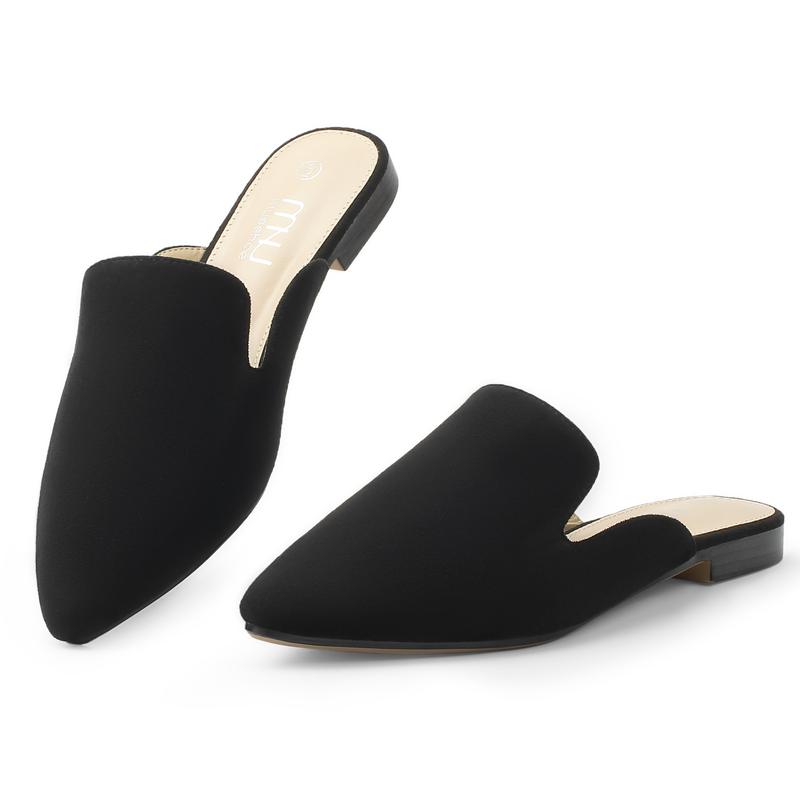 MUSSHOE Mules for Women Flats Comfortable Pointed Toe Women Mules