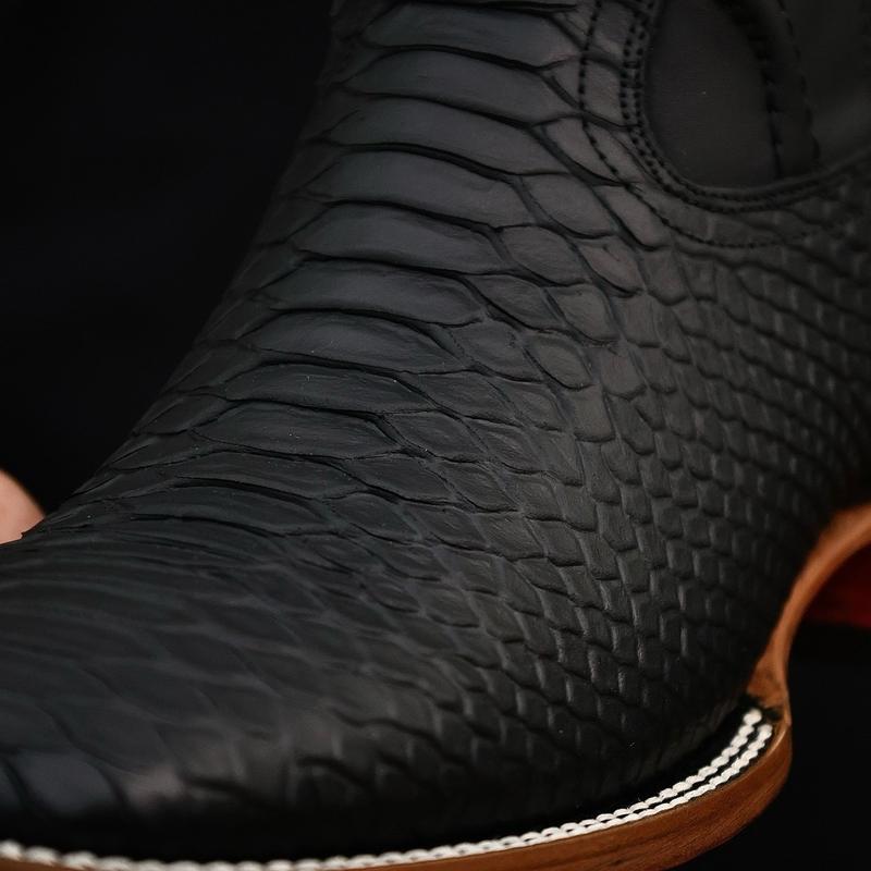 Men’s Matte Black Python Cowboy Boots