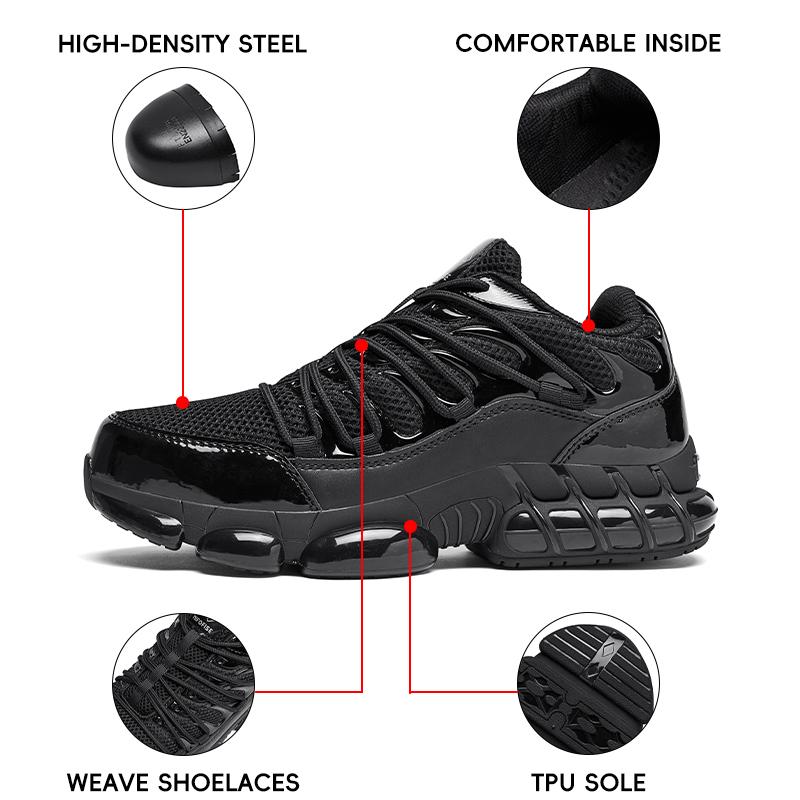 Steel toe shoes are non-slip, anti-smash and anti-puncture, suitable for outdoor travel and construction industry work safety boots, lightweight, comfortable and breathable Footwear