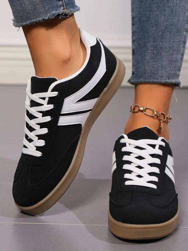 Women's Fashionable Lace Up Low Top Shoes, Casual Comfortable Breathable Sports Shoes, Female All-match Round Toe Shoes for Daily Wear Flat Sneakers