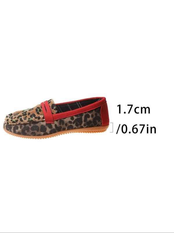 Fashion Leopard Patchwork Pattern Slip on Flats, Casual Comfortable Round Toe Flat Shoes for Daily Wear, Female All-match Shoes for Daily Wear