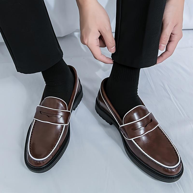 Men's Classic Lazy Shoes-Casual Business Oxford Shoes, Solid Color PU Upper, Rubber Sole, Pointed Toe Design, Comfortable Cloth Liner-Low Top Dress Shoes, Suitable for All Occasions