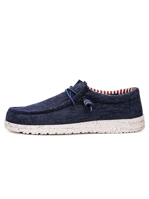 Men's Casual Lace Up Denim Slip-on Loafers, Lightweight Breathable Flats for Men, Comfortable Non-slip Shoes for Daily Wear