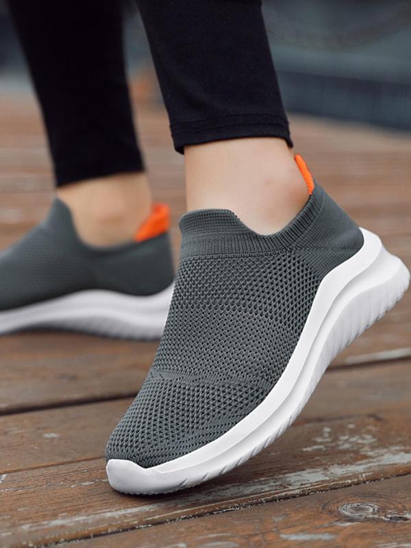 Summer Plain Low Top Slip on Sneakers, Casual Comfortable Sports Shoes for Daily Life, Breathable Non-slip Sneakers, Men's Sneakers for Fall Outfits & Fall Freshness