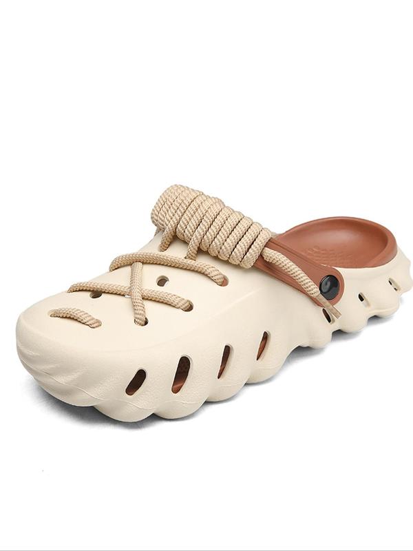 Unisex's Minimalist Casual Lace Up Clogs Shoes, Trendy Soft Non-slip Comfortable Clogs, Fashionable Shoes for Indoor & Outdoor Wear