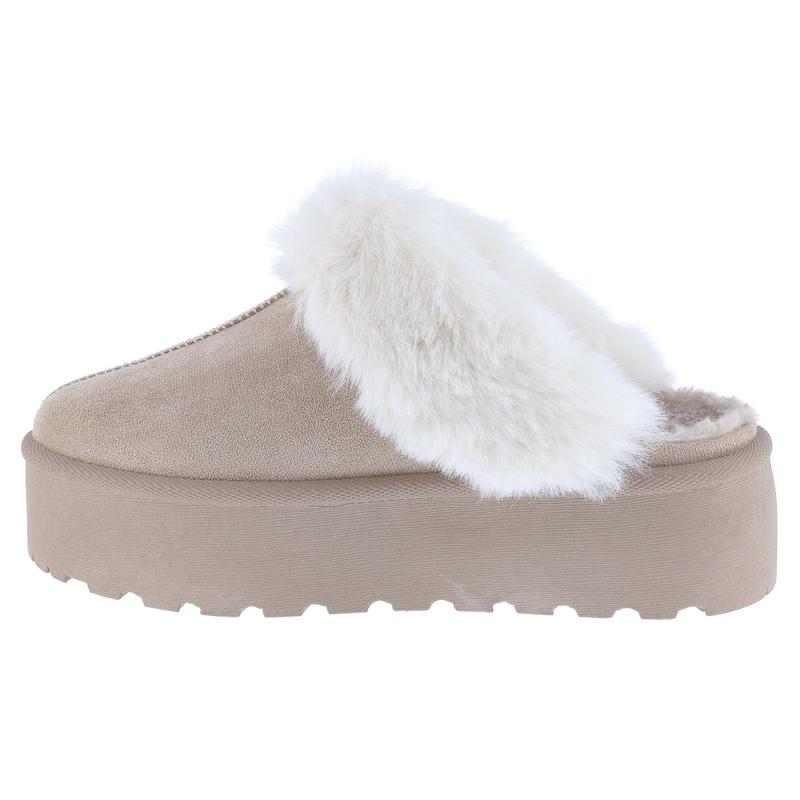 BELOVELY Cozy Fall Slippers for Women  | Women's Faux Fur Slip-On Platform Winter Mules | Fluffy Suede Comfort Slip-On Shoes Women's Fluffy snow boot[snowboosts-13] Girl Walking Shoes Footwear Flipflop Slide Soft Women's Fluffy casual warm indoor comfort