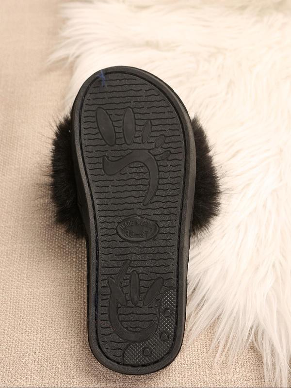 Women's Fashionable Solid Fluffy Slippers, Casual Soft Comfortable Home Slippers for All Season, Silent Anti-slip House Slippers for Women & Girls