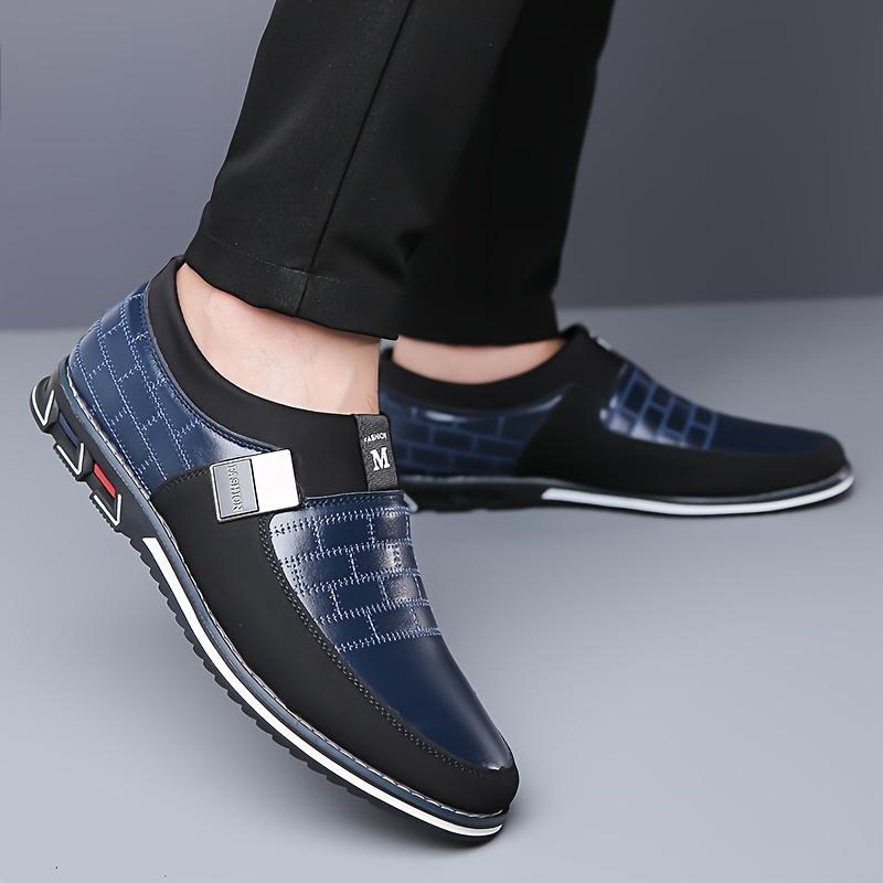 Men's Fashion PU Leather Shoes, Business Office Non-Slip Wear-Resistant Slip Shoes