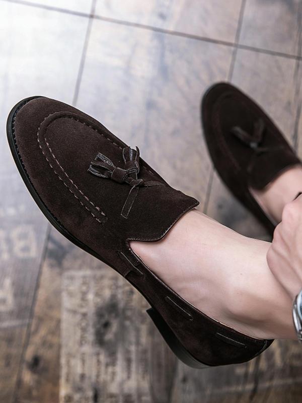 Men's Elegant Tassel Decor Loafers, Business Style Solid Color Slip-on Shoes, Fashionable Comfortable Shoes for Daily Wear