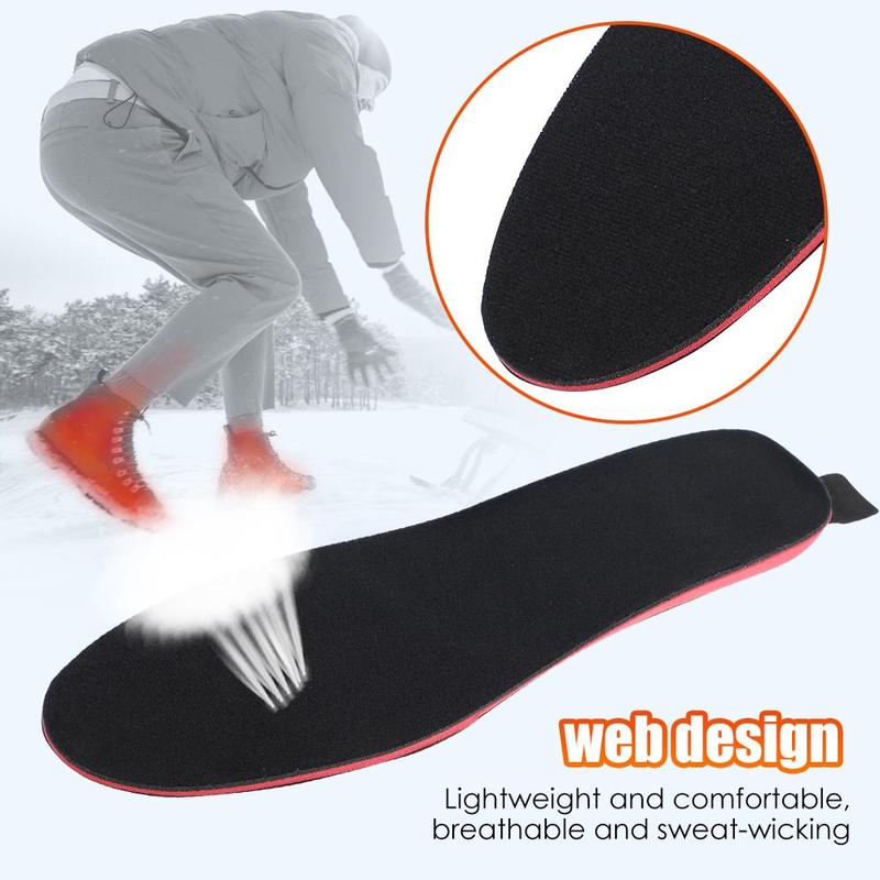 Electric Heated Insoles, 1 Pair Rechargeable Foot Warmer with 3 Temperature Settings, Shoe Insoles, Foot Accessories for Outdoor Camping Skiing Fishing Hunting, Foot Massager