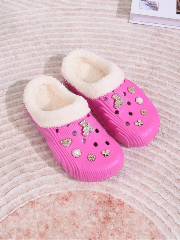 Women's Cute Bear & Butterfly Design Clogs, Casual Comfortable Home Slippers, Warm Slippers for Indoor & Outdoor Use for Fall & Winter