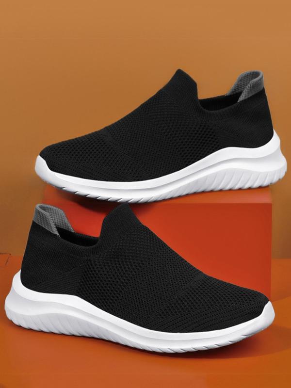 Summer Plain Low Top Slip on Sneakers, Casual Comfortable Sports Shoes for Daily Life, Breathable Non-slip Sneakers, Men's Sneakers for Fall Outfits & Fall Freshness