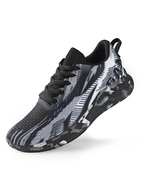 Men's Fashionable Camo & Letter Print Lace Up Low Top Sneakers, Casual Breathable Comfortable Sports Running Shoes, Male All-match Round Toe Shoes for Men for Daily Wear