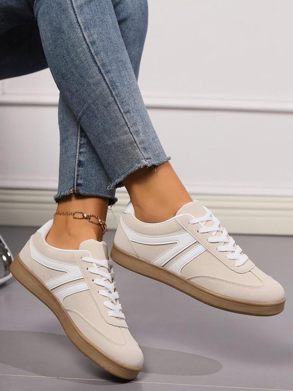 Women's Fashionable Lace Up Low Top Shoes, Casual Comfortable Breathable Sports Shoes, Female All-match Round Toe Shoes for Daily Wear Flat Sneakers