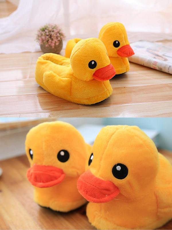 Men's Cute Duck Design Plush Slippers, 1 Pair Warm and Comfortable Bedroom Slippers for Indoor and Outdoor Wear, Creative Fluffy Slippers for Fall and Winter