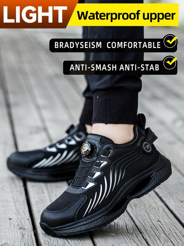 Men's Casual Comfortable Lightweight Safety Shoes, Anti Smashing Anti Stab Steel Toe Protective Shoes, Fashionable Breathable Mesh Shoes for Work & Daily Wear