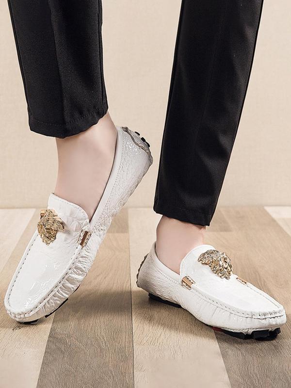 Men's Business Fashion Rhinestone Decorated Slip-on Loafers, Casual Comfortable Round Toe Flat Shoes for Daily Wear, Fashion Shoes for Party, Daily Wear