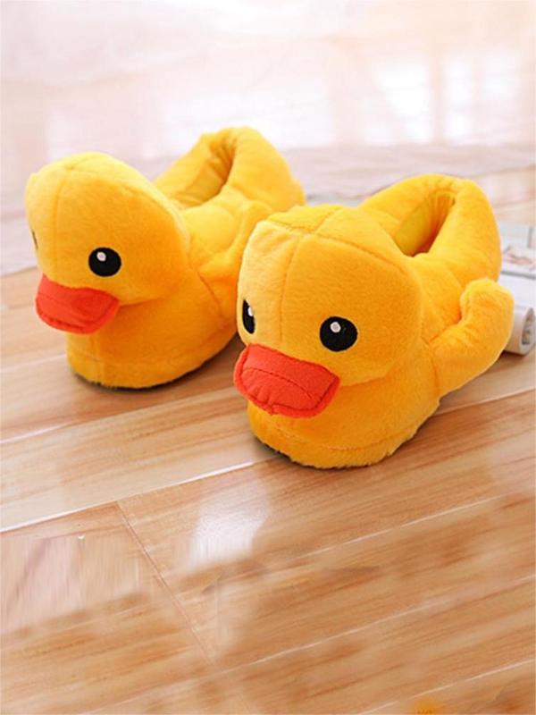 Men's Cute Duck Design Plush Slippers, 1 Pair Warm and Comfortable Bedroom Slippers for Indoor and Outdoor Wear, Creative Fluffy Slippers for Fall and Winter