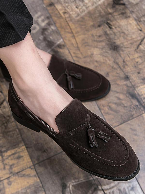 Men's Elegant Tassel Decor Loafers, Business Style Solid Color Slip-on Shoes, Fashionable Comfortable Shoes for Daily Wear