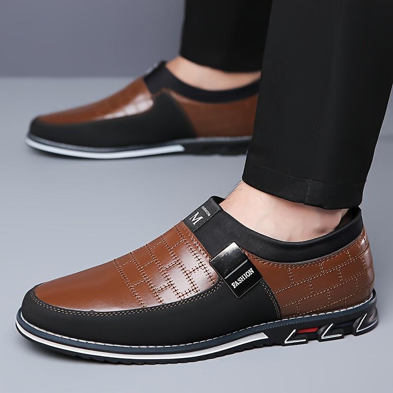 Men's Fashion PU Leather Shoes, Business Office Non-Slip Wear-Resistant Slip Shoes