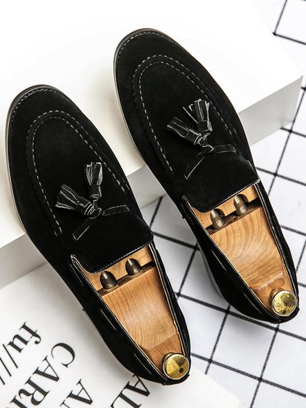 Men's Elegant Tassel Decor Loafers, Business Style Solid Color Slip-on Shoes, Fashionable Comfortable Shoes for Daily Wear