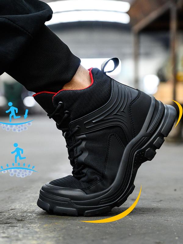 Men's High Top Safety Boots, Casual Comfortable Breathable Anti-smash & Anti-puncture Shoes, Fashionable Work Shoes for Men