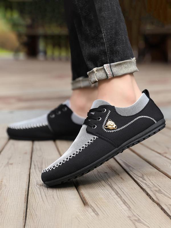 Men's Business Colorblock Animal Decor Slip-on Shoes, Casual Comfortable Breathable Flat Shoes, Fashionable Streetwear Shoes for Daily Footwear for Boy