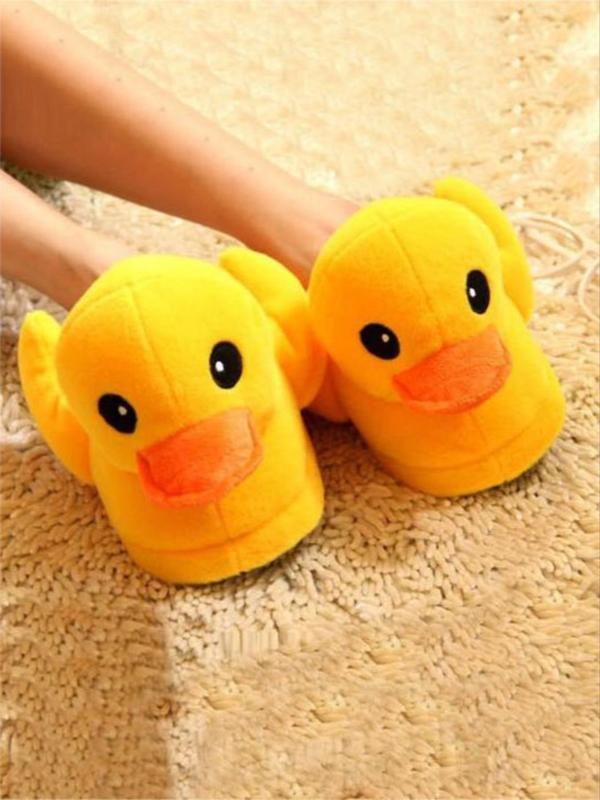 Men's Cute Duck Design Plush Slippers, 1 Pair Warm and Comfortable Bedroom Slippers for Indoor and Outdoor Wear, Creative Fluffy Slippers for Fall and Winter