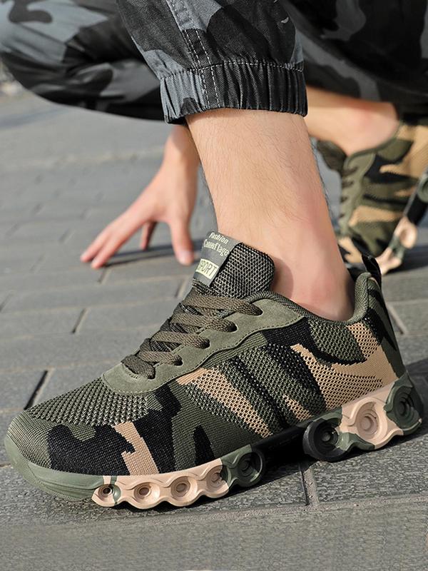 Men's Camo Print Lace Up Walking Shoes, Casual Comfortable Breathable Sports Shoes, Trendy All-match Sneakers for Daily Wear