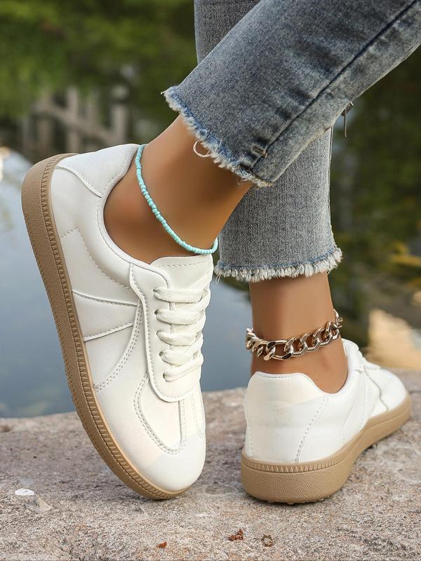 Women's Fashionable Solid Color Low Top Sneakers, Casual Comfortable Skate Shoes for Daily Wear, Female All-match Round Toe Shoes for Daily Wear