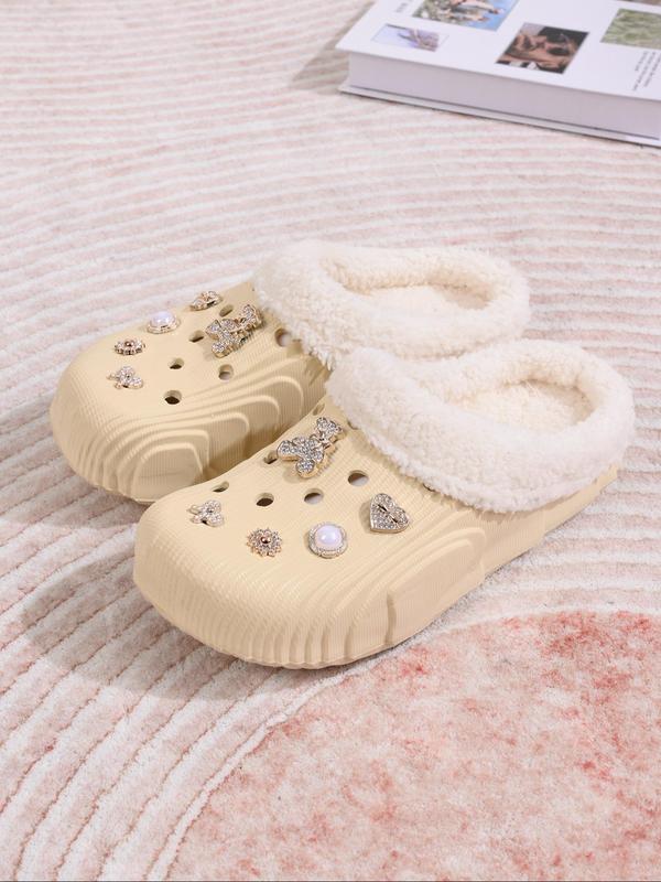 Women's Cute Bear & Butterfly Design Clogs, Casual Comfortable Home Slippers, Warm Slippers for Indoor & Outdoor Use for Fall & Winter