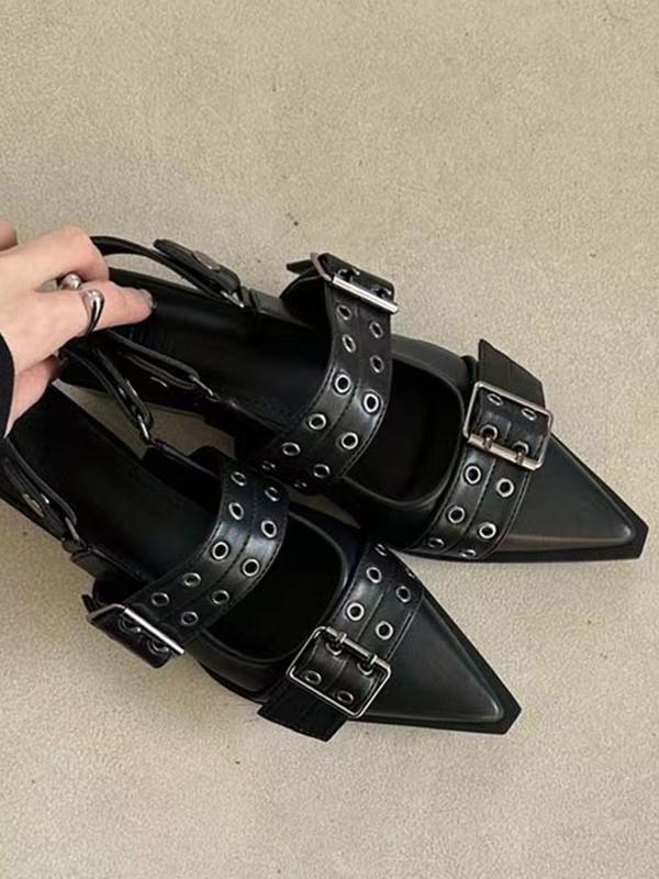 Women's Plain Buckle Decorated Flat Shoes As Gift, Summer Footwear, Casual Non-slip Pointed Toe Walking Shoes for Girls for Summer Party Musical Back To School