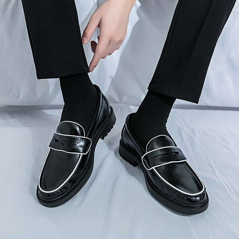 Men's Classic Lazy Shoes-Casual Business Oxford Shoes, Solid Color PU Upper, Rubber Sole, Pointed Toe Design, Comfortable Cloth Liner-Low Top Dress Shoes, Suitable for All Occasions