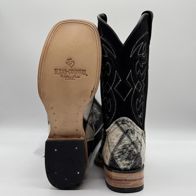 Texas Country Western Boot Cowhide Patchwork Rombos