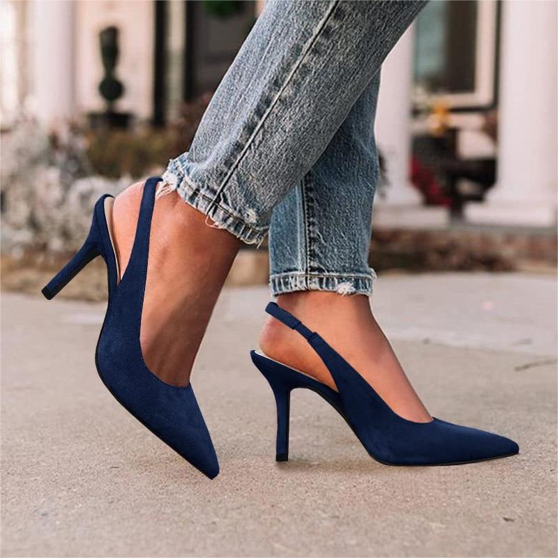 Womens Slingback Pointed Toe Stiletto Pumps Slip-on High Heels Office Lady Sandals Party Prom Dress Shoes