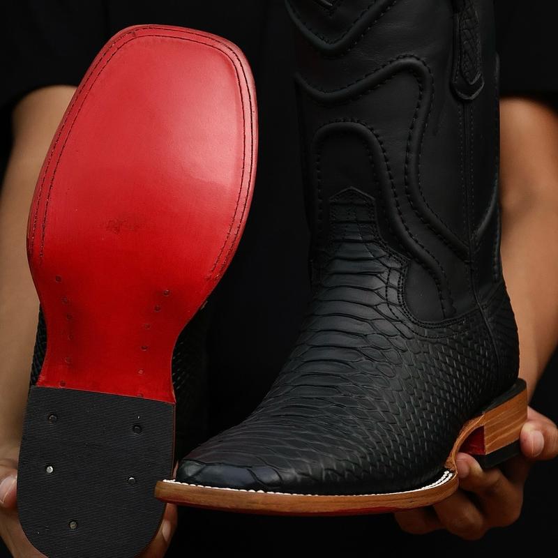 Men’s Matte Black Python Cowboy Boots