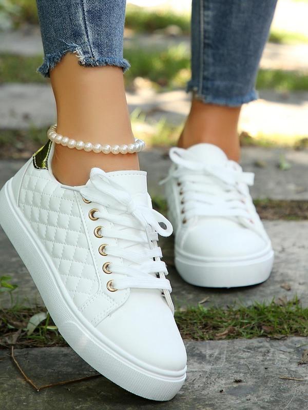 Women's Fashionable Lace Up Low Top Sneakers, Designer Shoes Casual Comfortable Sports Shoes for Daily Wear, Female All-match Round Toe Shoes for Daily Wear