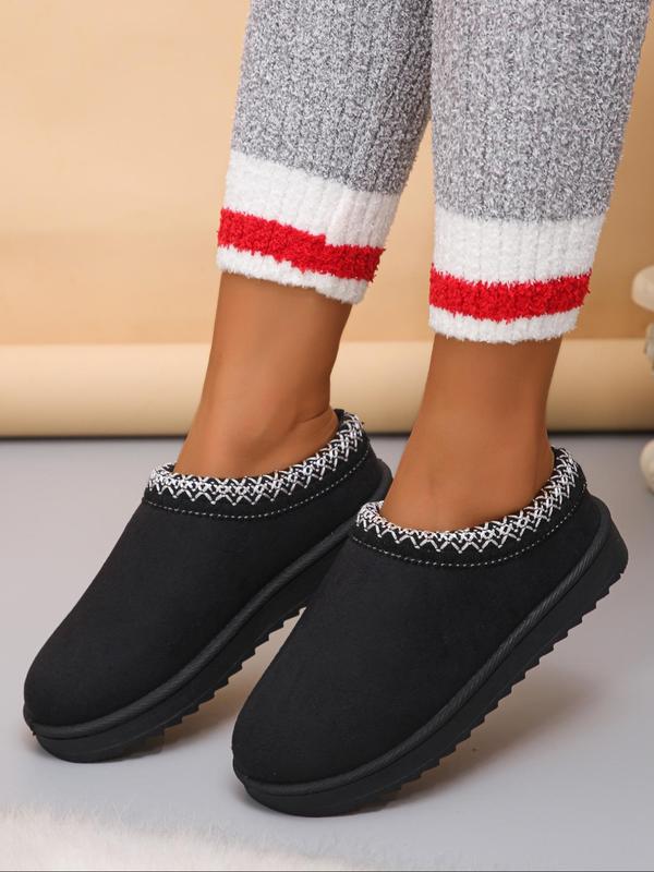 Women's Fashionable Plain Color Plush Lining Slippers, Casual Soft Comfortable Home Slippers, Warm Slippers for Indoor & Outdoor Use for Winter