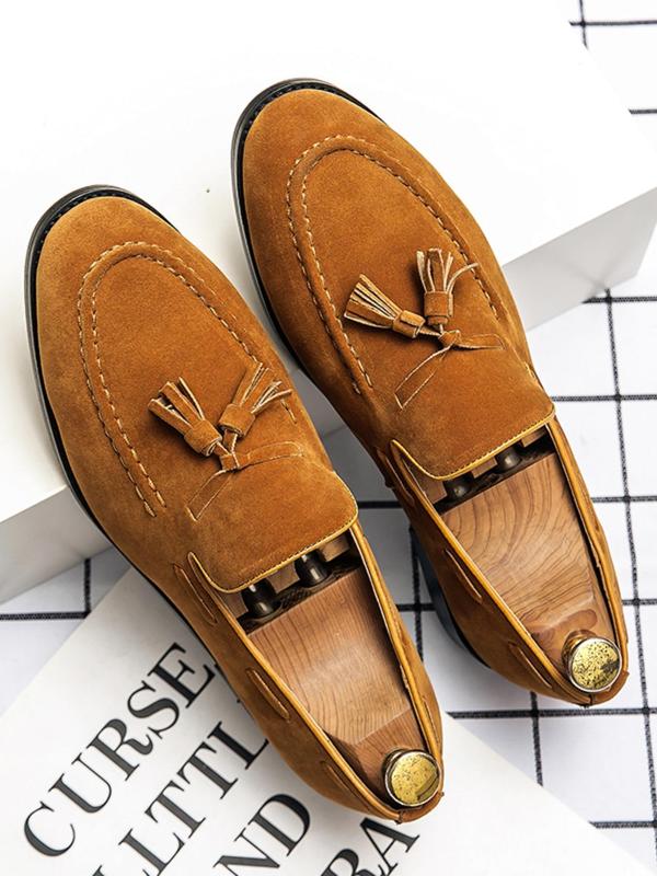 Men's Elegant Tassel Decor Loafers, Business Style Solid Color Slip-on Shoes, Fashionable Comfortable Shoes for Daily Wear