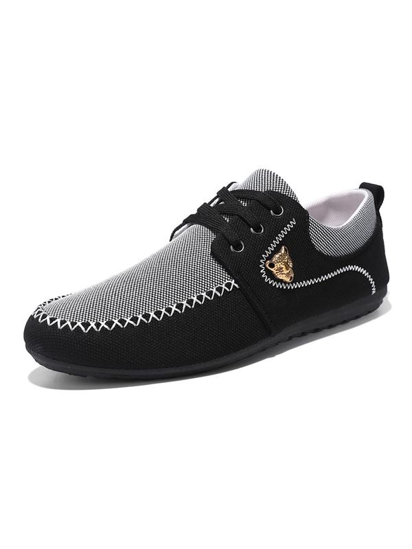 Men's Business Colorblock Animal Decor Slip-on Shoes, Casual Comfortable Breathable Flat Shoes, Fashionable Streetwear Shoes for Daily Footwear for Boy