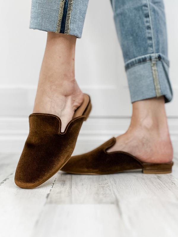 Corkys Spotlight Slip On Mule Shoes in Cinnamon Velvet