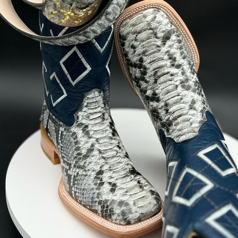 MENS BOOTS NATURAL PYTHON PRINT WITH BELT