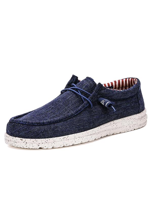 Men's Casual Lace Up Denim Slip-on Loafers, Lightweight Breathable Flats for Men, Comfortable Non-slip Shoes for Daily Wear