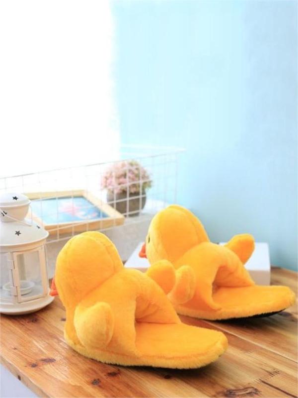 Men's Cute Duck Design Plush Slippers, 1 Pair Warm and Comfortable Bedroom Slippers for Indoor and Outdoor Wear, Creative Fluffy Slippers for Fall and Winter