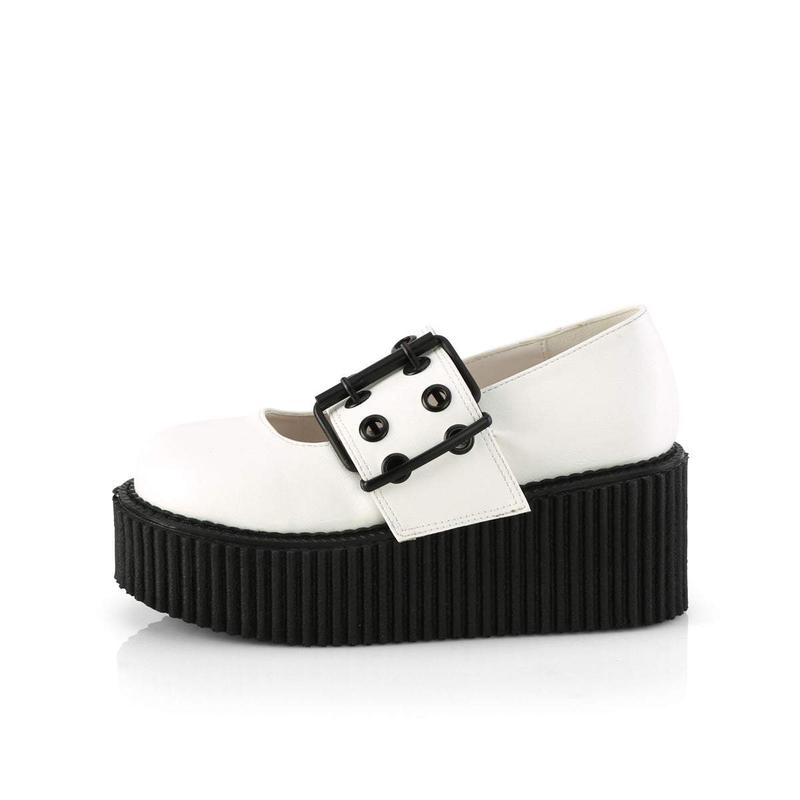 Demonia Creeper-230 White Vegan Leather Creepers