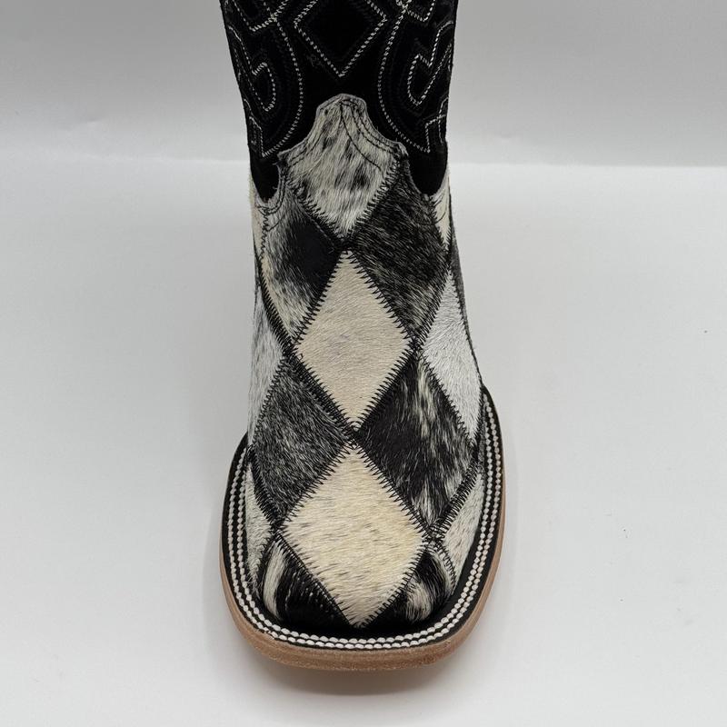 Texas Country Western Boot Cowhide Patchwork Rombos