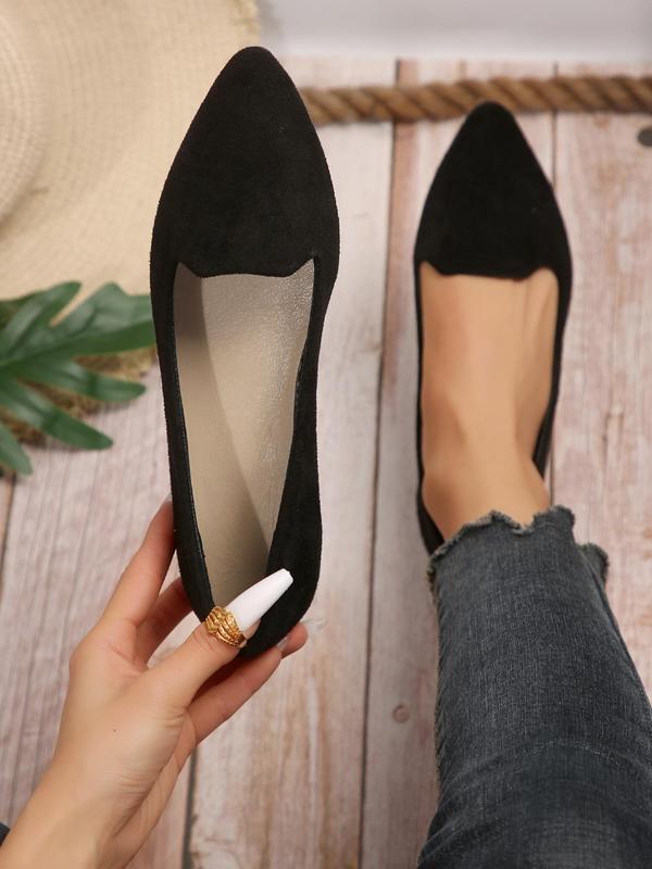 Women's Solid Color Pointed Toe Slip on Flats, Casual Comfortable Flat Shoes for Daily Wear, Lightweight Breathable Shoes for Daily Wear, Perfect for Students and Outdoor