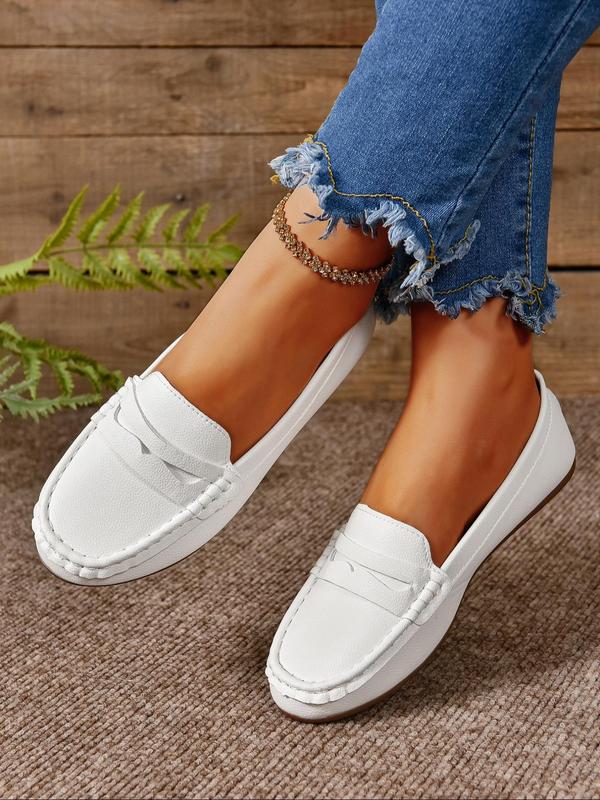 Women's Solid Color Slip on Loafers, Casual Comfortable Breathable Flat Shoes for Daily Wear, Lightweight Breathable Shoes for All Seasons